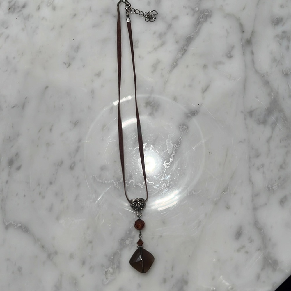Brown Gem/Slim Leather Choker